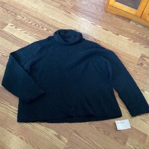 Villager Liz Claiborne Black Textured Cowl Neck Sweater Size 3X